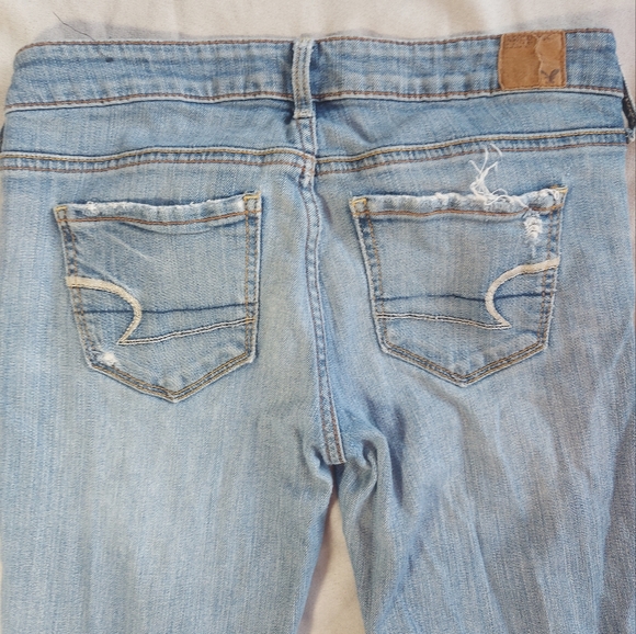 American Eagle Low Rise Skinny Distressed Denim Blue Jeans, 2 - Picture 8 of 9